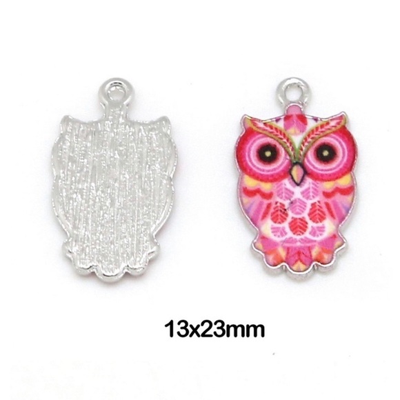 🔴 5 for $10 ONE Bright Owl Pendant Zinc Alloy Enamel - Picture 2 of 7